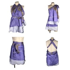 Two Layer Magic Wrap Silk Print Skirt Sari